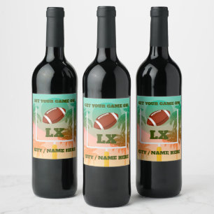 Etiqueta Para Botella De Vino Fiesta de Palmeras y Levantamientos de Fútbol