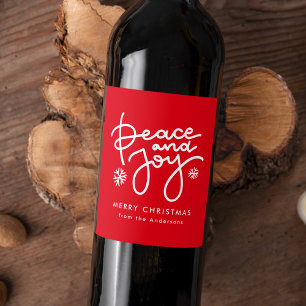 Etiqueta Para Botella De Vino Fiesta de Paz y Alegría Roja