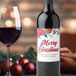 Etiqueta Para Botella De Vino Fiesta de Personalizado floral de Poinsettia