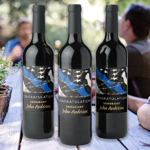 Etiqueta Para Botella De Vino Fiesta de policía: Felicitaciones por el oro azul