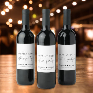 Etiqueta Para Botella De Vino Fiesta de recepción de boda Felices para siempre