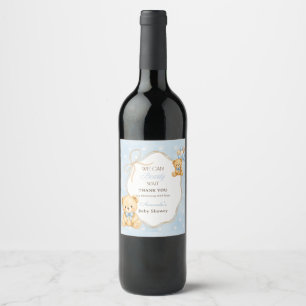 Etiqueta Para Botella De Vino Fiesta de Revelación de Bebé Niño Oso Azul Apenas