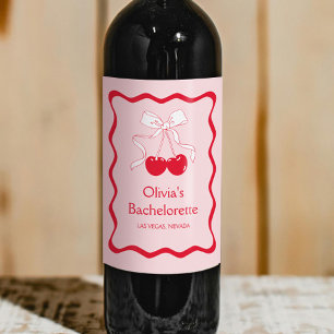 Etiqueta Para Botella De Vino Fiesta de Soltera Cereza en la Cima