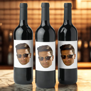 Etiqueta Para Botella De Vino Fiesta de soltera con recorte de cara personalizad