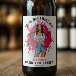 Etiqueta Para Botella De Vino Fiesta de Soltera Vaquera Látigos Vino y Momentos 