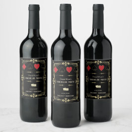 Etiqueta Para Botella De Vino Fiesta de Soltero Glam Gold Vegas Casino Royale