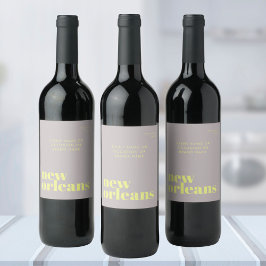 Etiqueta Para Botella De Vino fiesta de tipografía en Nueva Orleans Luisiana