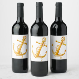 Etiqueta Para Botella De Vino Fiesta de verano de Nautical Gold Anchor Boda Beac
