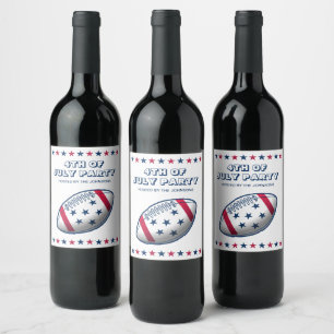 Etiqueta Para Botella De Vino Fiesta del 4 de Julio Fútbol