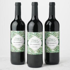Etiqueta Para Botella De Vino Fiesta del bosque de pino verde