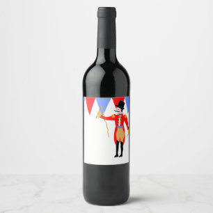 Etiqueta Para Botella De Vino Fiesta del circo del amo del anillo del circo