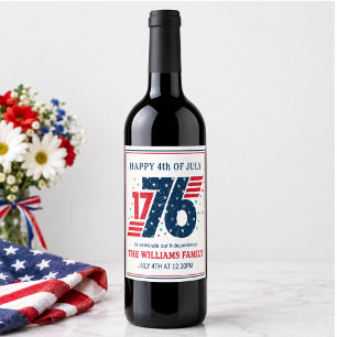Etiqueta Para Botella De Vino Fiesta del Día de la Independencia del 4 de julio