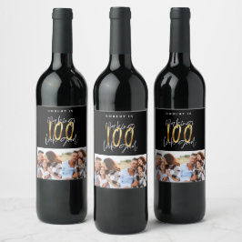 Etiqueta Para Botella De Vino Fiesta fotográfico multicolor de oro negro de 100 