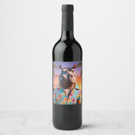 Etiqueta Para Botella De Vino Fiesta Hippotamus