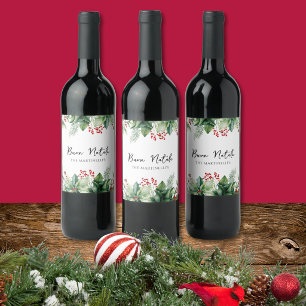 Etiqueta Para Botella De Vino Fiesta Italiana de Navidad Buon Natale