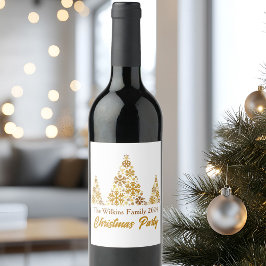 Etiqueta Para Botella De Vino Fiesta Navidades de copos de nieve de oro moda per