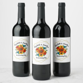 Etiqueta Para Botella De Vino Fiesta Picnic Verano Floral Geométrica