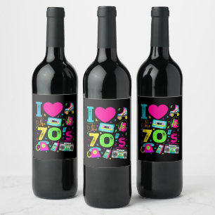 Etiqueta Para Botella De Vino Fiesta Retro de los Setenta al Estilo Vintage de l