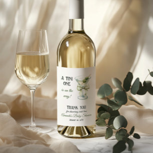 Etiqueta Para Botella De Vino Fiesta Retro Minimalista de Baby Shower con un Mar
