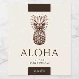 Etiqueta Para Botella De Vino Fiesta tropical Aloha con piña vintage