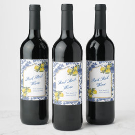 Etiqueta Para Botella De Vino Fiesta Wine Time- Moda de limón-Chinoiserie