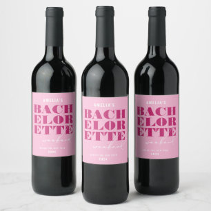 Etiqueta Para Botella De Vino Fin de semana de bachillerato rosa negrita