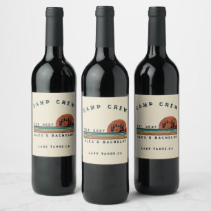 Etiqueta Para Botella De Vino Fin de semana de camping personalizado para desped