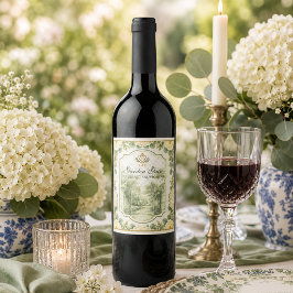 Etiqueta Para Botella De Vino Finca de la puerta del jardín elegante floral 