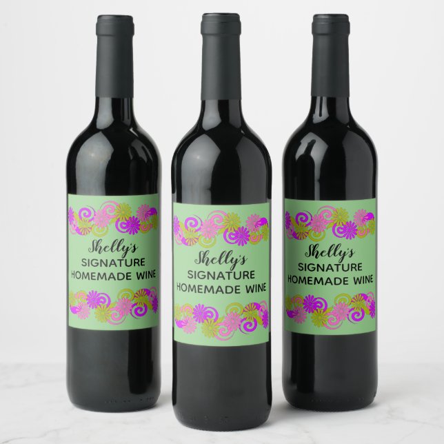 Etiqueta Para Botella De Vino Firma casera personalizada Vino favorito (Botellas)