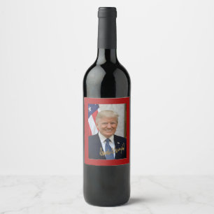 ETIQUETA PARA BOTELLA DE VINO FIRMADO POR EL PRESIDENTE TRUMP 3