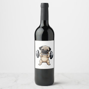 Etiqueta Para Botella De Vino Fitness Pug