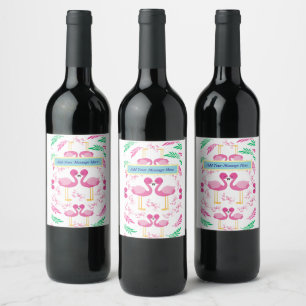 Etiqueta Para Botella De Vino Flamenco Rosa Lindo