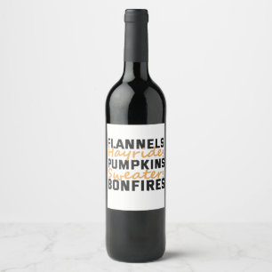 Etiqueta Para Botella De Vino Flandes Hayrides Pumpkins Sweaters & Bonfires