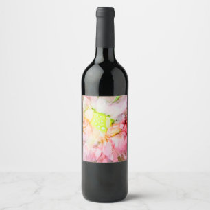 Etiqueta Para Botella De Vino Flor abstracta rosa de tinta de alcohol