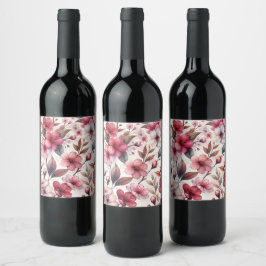 Etiqueta Para Botella De Vino Flor de Cerezo