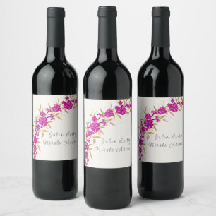 Etiqueta Para Botella De Vino Flor de enredadera de trompeta salvaje púrpura Jar
