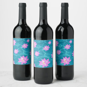 Etiqueta Para Botella De Vino Flor de Lotus