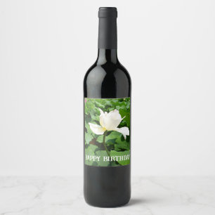 Etiqueta Para Botella De Vino Flor de Lotus blanco