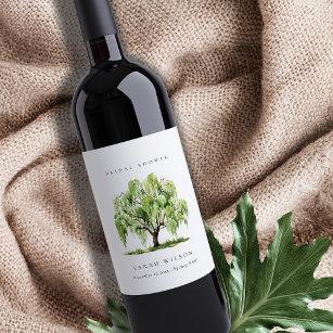 Etiqueta Para Botella De Vino Flor de nuez de árbol salvaje de color verde ruso