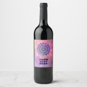 Etiqueta Para Botella De Vino Flor De Vida - Espacio De Galaxia De Estilo Vintag