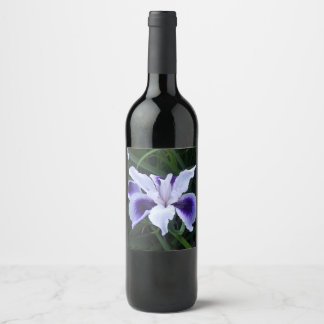 Etiqueta Para Botella De Vino Flor morada blanca y seda