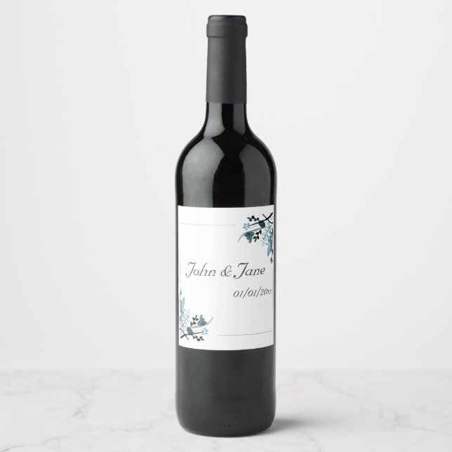 Etiqueta Para Botella De Vino Flor oriental (Anverso)
