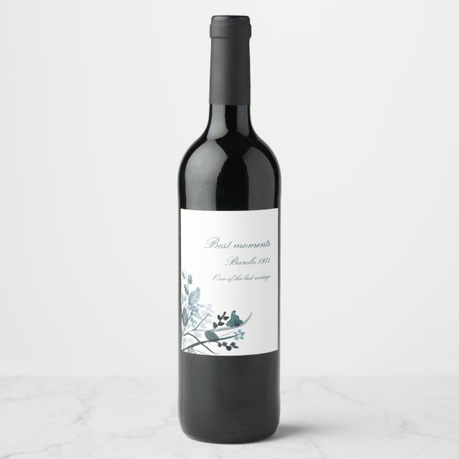 Etiqueta Para Botella De Vino Flor oriental (Anverso)