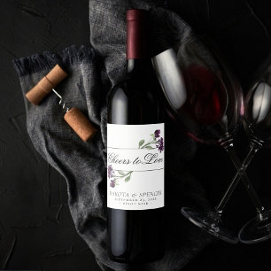 Etiqueta Para Botella De Vino Flor salvaje   Alegres bohemios morados para amar