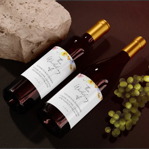 Etiqueta Para Botella De Vino Flor silvestre colorida   Etiqueta de vino Boda Bo