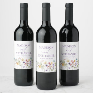 Etiqueta Para Botella De Vino Flor silvestre Flor Floral Boda Jardín