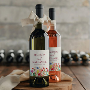 Etiqueta Para Botella De Vino Flor silvestre Flor Floral Boda Jardín