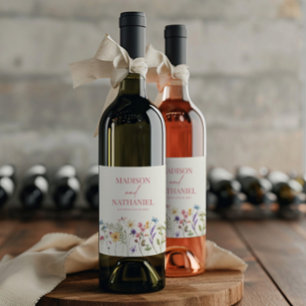 Etiqueta Para Botella De Vino Flor silvestre Flor Floral Boda Jardín