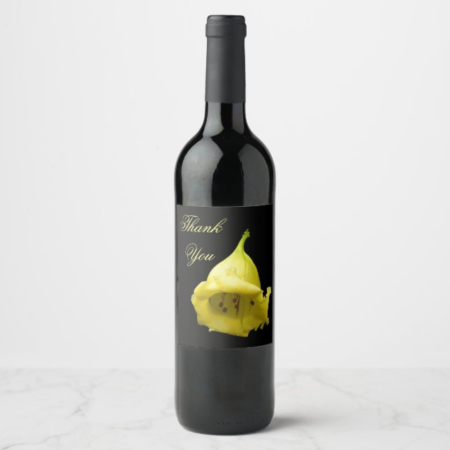 Etiqueta Para Botella De Vino Flor tropical amarilla (Anverso)