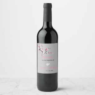 Etiqueta Para Botella De Vino Flora blanca rosa de cerezo El vino Boda